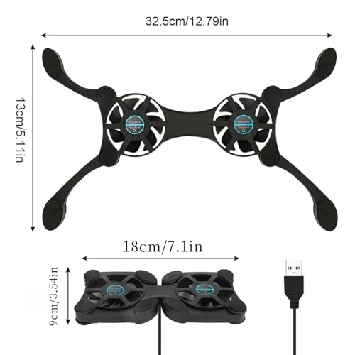 Base portátil con 2 ventiladores USB para laptop miniatura 3