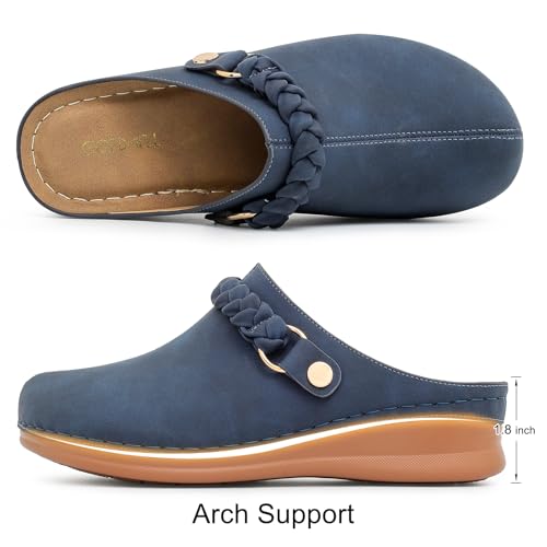 Image of Comfortable Clogs for Women Closed Toe Mules Slip On - Summer Casual Womens Clogs Mules Backless Arch Support Wedge Platform Sandals All-Day