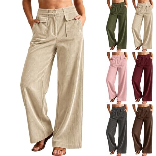 Corduroy Pants Women Wide Leg Button Trousers Casual Fall Outfits 2026 - image 1