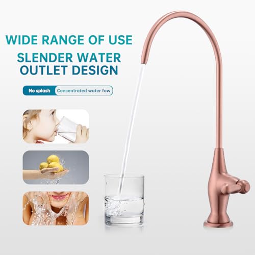 Image of Sink Drinking Water Faucet, Sink Water Filter System, Suitable for Most Reverse Osmosis or Water Filtration Systems, Stainless Steel Reverse Osmosis Faucet for Kitchen Bar, Red Copper