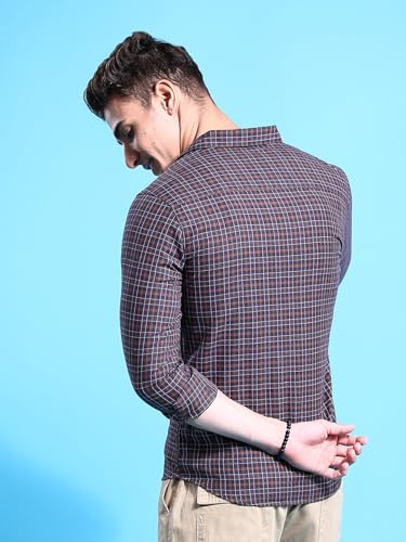 Image of The Indian Garage Co Men's Checkered Slim Shirt (0620-SH44-21 Olive XX-Large)