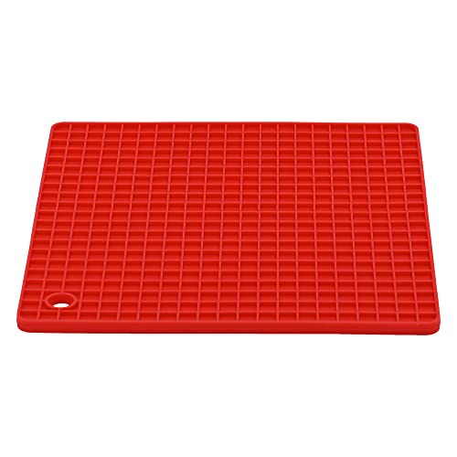 Mimo Style Descanso de Panela de Silicone Quadrado, Vermelho, Resistente ao Calor para Pratos e Pote