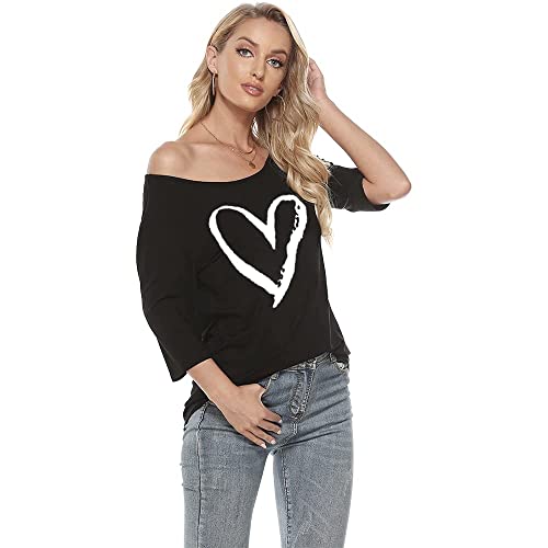 MAGICMK Women Casual Plus Size Lips Print Off Shoulder T-Shirt Tops2