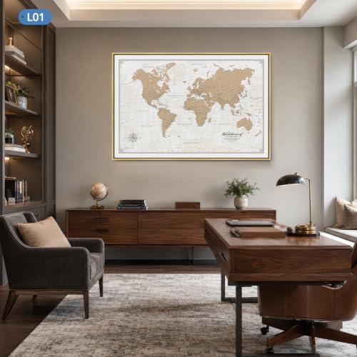 Image of IPIC Personalized Vintage Framed World Map Pin Board, Image Size 42x28 in