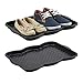Relaxdays 2X Poggiascarpe, Vaschetta per Scarpe Piccola Plastica, 2 Paia. Bordi Rialzati Cattura Sporco, 3x49x35 cm, Nero