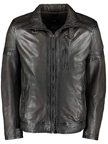 Preisvergleich Produktbild DNR Herren Lederjacke mit Umlegekragen und gestepptem Schulterbereich