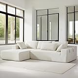 108' Modular Sectional Sofa Couches for Living Room,Modern Chenille L-Shaped Sofa with Chaise,Deep Seat Comfy Cloud Couch for Bedroom, Office, No Assembly Required(White Light Chaise)