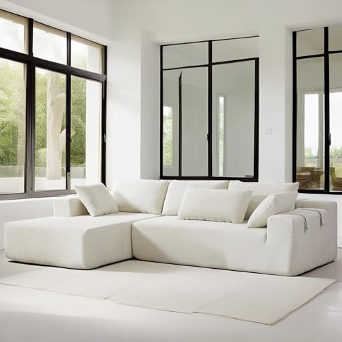 L Shaped Modular sectional couches Sofa,110" Corduroy Boneless Couches with