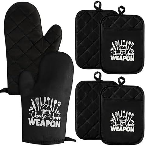 GROBRO7 Cotton Oven Mitts & Pot Holders Set Cover