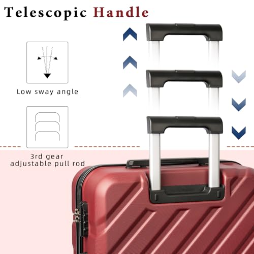 Image of 3 piece Carry on luggage 22x14x9 airline approved Vermilion