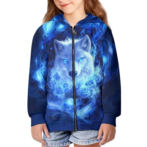 WELLFLYHOM Kids Graphic Hoodie for Girls 6-16 Zipper Sweatshirts Tops Long Sleeve Full Zip Kids Sweater Shirts for All Season