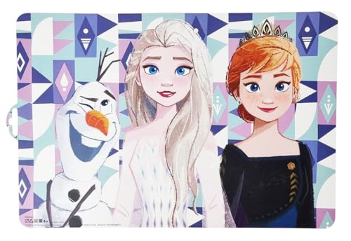 Disney Elsa Anna Olaf Set de table lavable en plastique pour petit déjeuner et déjeuner 42 x 28 cm
