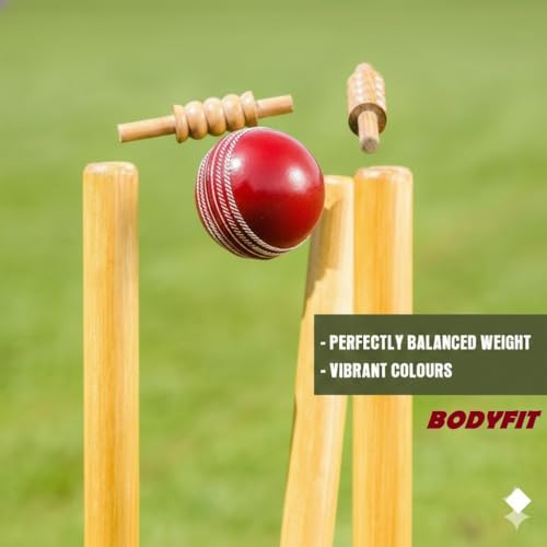 Image of Bodyfit Heavy Duty Plastic Premium Cricket Bat for Men, Women & Children | Lightweight| Full Size| | Hard Plastic Bat Red | 1 Piece, 1 Soft /Wind Ball. (Shot-Green)