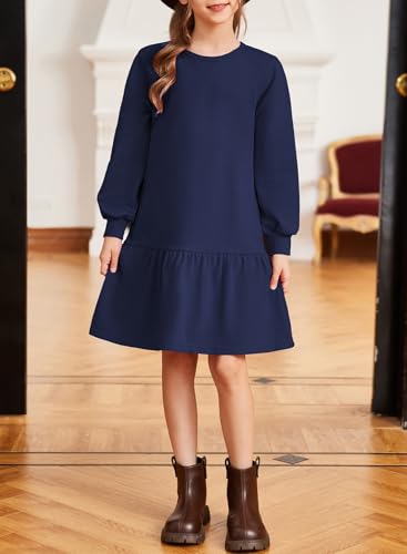 blibean Tween Girls 2025 Long Sleeve Dresses Kids Fall Sweatshirt Dress Size 6-15 Years4