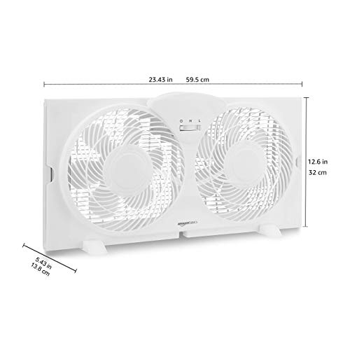 Amazon Basics Window Fan With Manual Controls, Twin 9 Inch Blades, White #TOP4