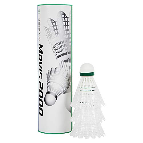Yonex Mavis 2000 Green Cap Nylon Shuttlecock, Pack of 6 (White)