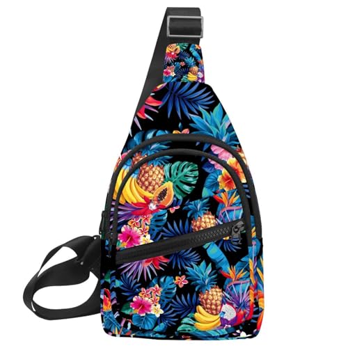 Sac à bandoulière ananas tropical multicolore pour randonnée et voyage