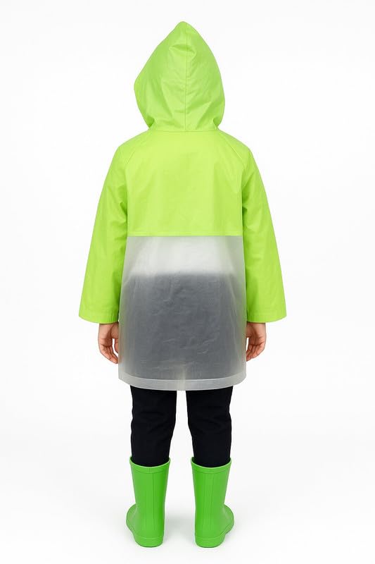 Image of Kids Waterproof Long Raincoat for Boys & Girls | Lightweight Hooded Rainwear with Pockets | Full-Length Rain Coat for School, Travel & Outdoor Use