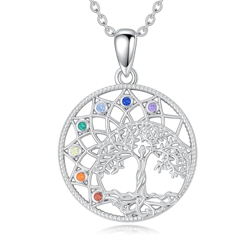Collier arbre de vie argent sterling 925 pendentif chakra bijoux femme