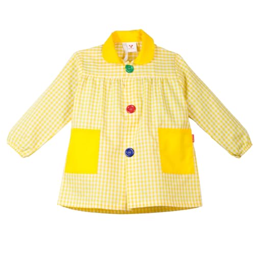 KLOTTZ K901 - Babi colegio cuadros. Bata escolar y manualidades. niños color: AMARILLO talla: 8A
