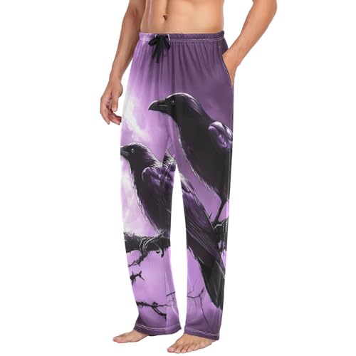 Ravens Moon Gothic Men's Pajama Bottoms Lounge Pajama Pants Sleep Bottoms with Pockets for Men S4