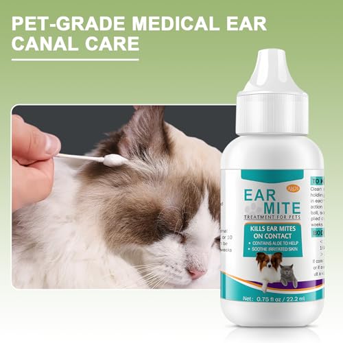 Jadeseal 22ml Haustier Ohrmilben Reinigungslösung, für Hunde und Katzen,Lindert Juckreiz, bekämpft Ohrmilben & reinigt Ohren, Reinigt & beruhigt gereizte Ohren, Gegen schlechte Gerüche
