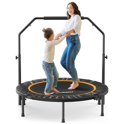 MERACH 48' Rebounder Mini Trampoline Adult, Fitness Trampolines Max Load 330LBS with Adjustable Handle, Suitable Rebounder for Adults and Rebounder Trampoline for Kids Toddler Indoor/Outdoor Workout