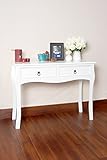 White Finish Curved Legs Accent Console Sofa Table with Two Drawer