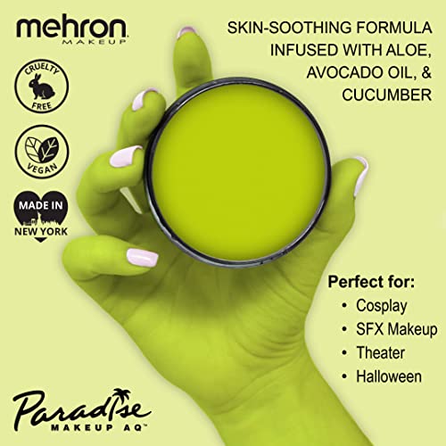 Image of Mehron Makeup Paradise Makeup AQ Pro Size | Stage & Screen Performance, Face & Body Painting, Beauty, Cosplay, and Halloween | Water Activated Face Paint, Body Paint 1.4 oz (40 g) - Lime