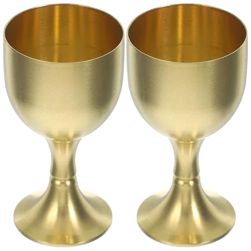 HIAKDOFT 2 pezzi Calice Sacrificale in Rame Dorato Bicchiere da Offerta Buddhista Decorativo Coppa in Lega di Rame per Acqua da Altare Tazza Vintage per Casa e Tempio Regalo Spirituale