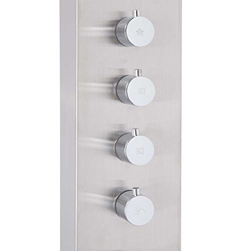 Signature Hardware 413242 Alvin Stainless Steel Thermostatic Outdoor Shower Panel With Shower Head, Hand Shower, Bodysprays And Bamboo Tray #TOP7