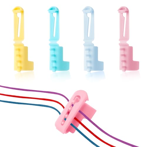 Image of 4pcs Yarn Guide Ring Crochet Knitting Tool, 4 Colors Finger Crochet Ring Plastic Yarn Guide Finger Tension Rings with Adjustable Open Yarn Separated Tools for Crocheting DIY Crafts Accessories