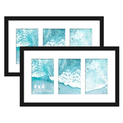 Image of DUENPY 2-Pack 8x14 Collage Picture Frames, 4x6 Collage Picture Frame Displays Three 4x6 inch Photos, or 8x14 (Without Mat) for Available Horizontal Wall Mounting Display and Vertical, Black