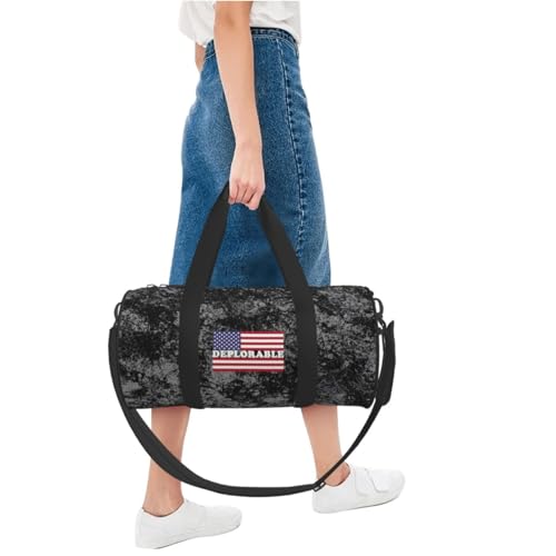 Deplorable American Flag Convertible Garment Bag with Shoulder Strap, Carry on Garment Duffel Bag for Men Women - Rolling Foldable for Travel Luggage Bags (Black) 7