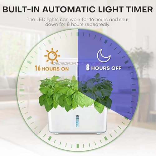 Sistema de jardín de hierbas para interiores con luz LED de crecimiento y temporizador automático, kit de cultivo hidropónico de 8 cápsulas para cocina doméstica