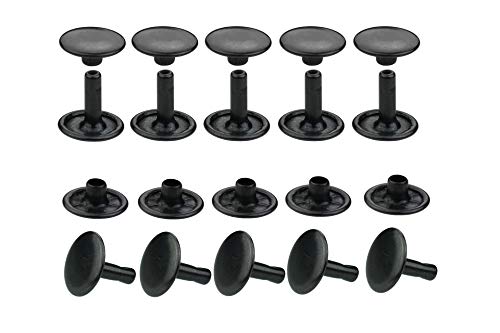 IstaTools - Rivetti cavi, doppia testa, antiruggine, in ottone, 6 mm, 7 mm, 9 mm, 10 mm o 13 mm (50, 10 x 10 mm nero)