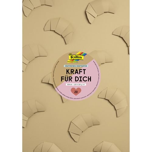 folia 698 - Kraftpapierblock Mix mit 10 Blatt Kraftpapier 120 g/m² und 10 Blatt Kraftkarton 230 g/m², DIN A4, unifarben natur, Block mit Kopfleimung, zum Basteln und Bedrucken