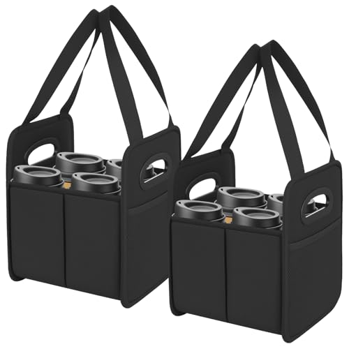 Foyego 2 Pack Drink Carrier with Handle, Reusable 4 Cup...