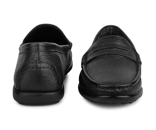 Image of LOUIS STITCH Italian Milled Leather Formal Shoes for Men | Ultra Lightweight Men's Slip On Solid Formal Loafers | Comfortable for Long Hours | LSPDFL