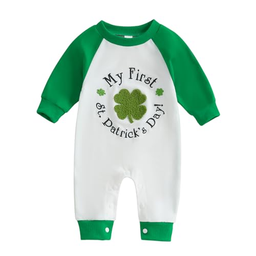My First St. Patrick's Day Baby Girl Boy Outfit Clover Pattern Jumpsuit Romper Onesie Newborn Irish Day Clothes