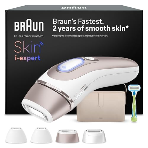 Braun Epilateur A Lumiere Pulsee Intelligent Skin i·expert PL7387, Epilation A Domicile, Alternative Au Laser, Avec Appli, Rasoir Gillette Venus, 4 Têtes...