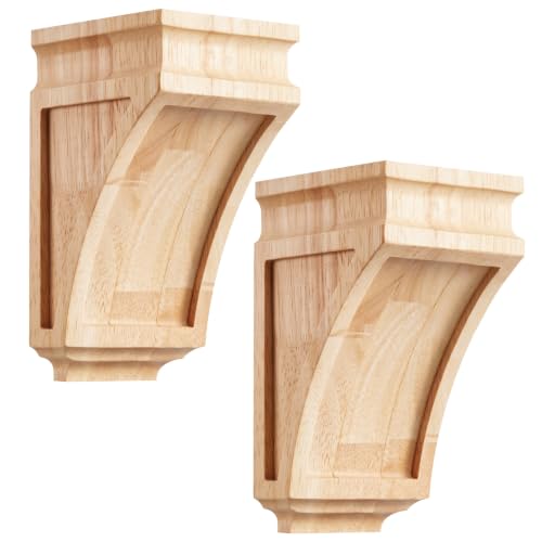 Vercraft 2 Pcs 3-1/2" x 3-7/8" x 6-5/8" Wood Corbels, Wooden Shelf Brackets