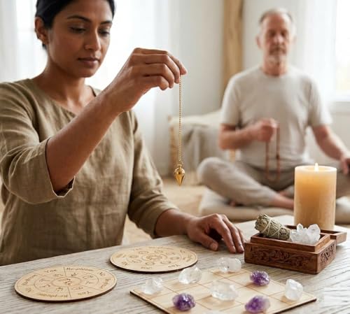 Image of Brass Cone Pendulum for Reiki Healing, Dowsing & Chakra Balancing - Health & Wealth Divination Tool for Meditation & Energy Cleansing