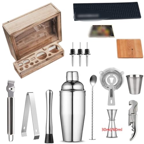 Set de coctelera de acero inoxidable con 17 piezas miniatura 1