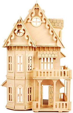 NWFashion Children's 17" Wooden 6 Rooms DIY Kits 3D Puzzle for Christmas Party Halloween House (Gothic)