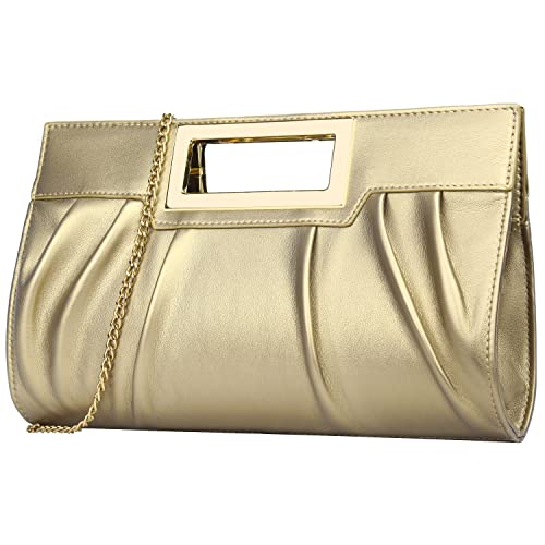 Image of KKXIU Women Clutch Purse Elegant Pleated Evening Bag for Wedding Prom Bridal with Chain Strap