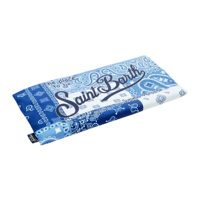 Saint Barth MC2 TELO MARE IN MICROFIBRA STAMPA FOULARD BLU