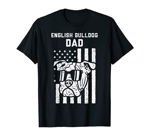 Hombre English Bulldog Dad US Flag Cool Patriot Dog Owner Men Gift Camiseta