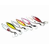 Jigging Lures Fishing, 30g Slow Jig Baits, Offshore Micro Jigs for Tuna King Sna Grouper Bass, Metal Jig with Treble Hook and Assist Hooks 7Pieces