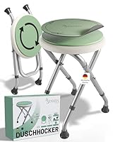 Senvita® Duschhocker Klappbar, 360° Drehbar & 160kg Belastbar | Duschstuhl für Senioren | Höhenverstellbare, rutschfeste Duschhilfe mit Sitzkissen | Badhocker & Badewannensitz